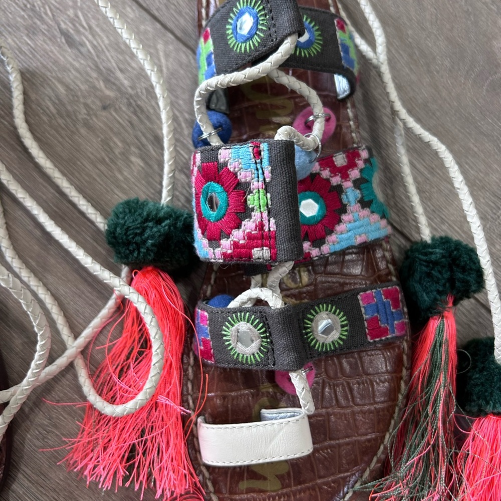 Sam Edelman Multicolor Boho Gladiator Sandal Sz 7 - image 8